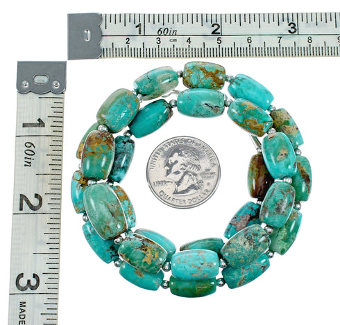 Genuine Native American Navajo Carico Lake Turquoise Sterling Silver Bead Necklace NX12474