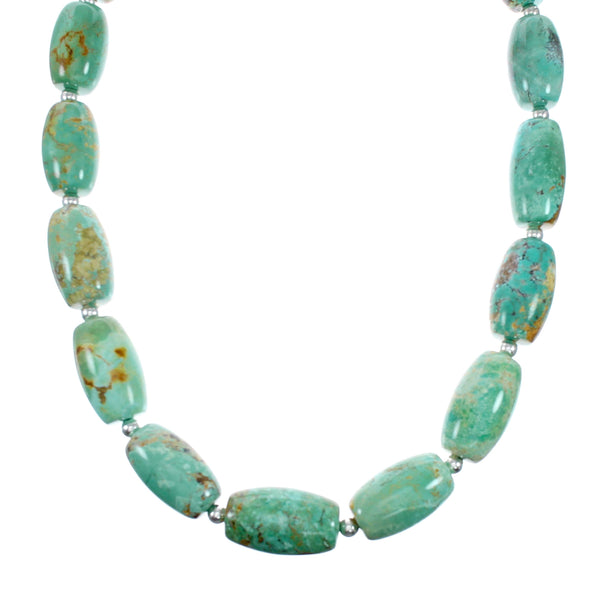 Navajo Carico Lake Turquoise Sterling Silver Bead Necklace NX12472