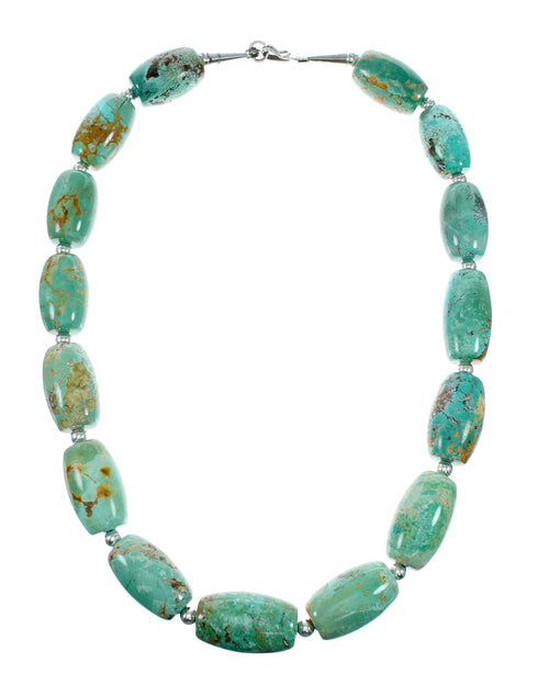 Navajo Carico Lake Turquoise Sterling Silver Bead Necklace NX12472