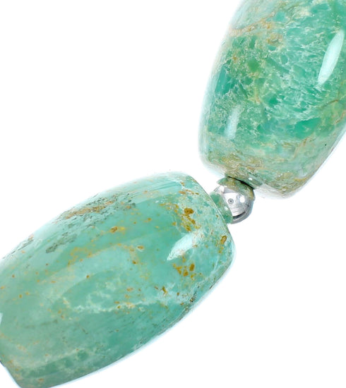 Navajo Carico Lake Turquoise Sterling Silver Bead Necklace NX12472
