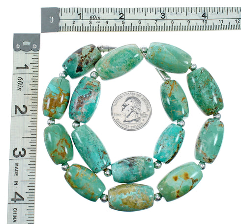 Navajo Carico Lake Turquoise Sterling Silver Bead Necklace NX12472