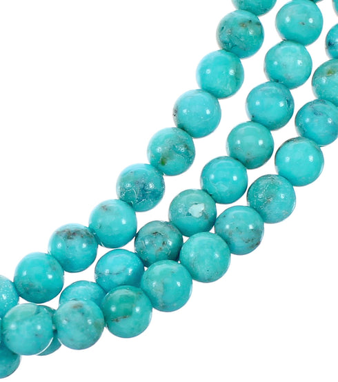 Navajo 3-Strand Sterling Silver Turquoise Bead Necklace NX12482