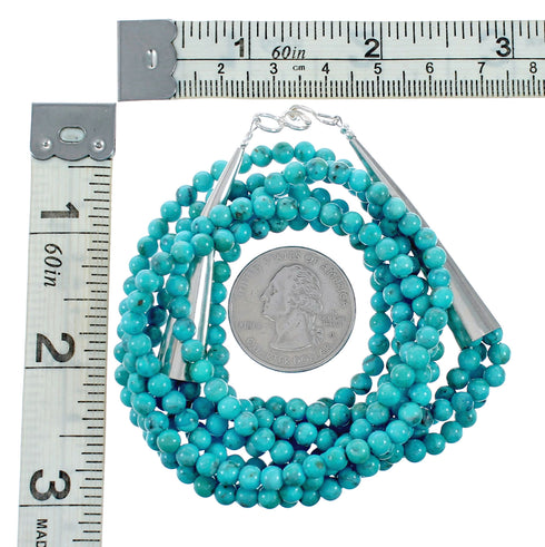 Navajo 3-Strand Sterling Silver Turquoise Bead Necklace NX12482