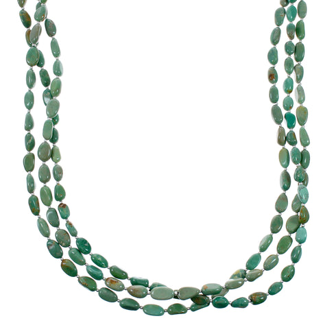 Genuine Navajo 3-Strand Turquoise Sterling Silver Bead Necklace NX12483