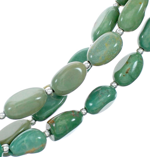 Genuine Navajo 3-Strand Turquoise Sterling Silver Bead Necklace NX12483