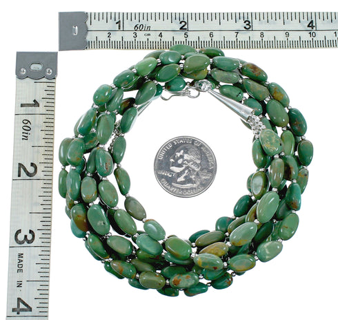 Genuine Navajo 3-Strand Turquoise Sterling Silver Bead Necklace NX12483