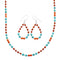 Navajo Sterling Silver Turquoise Coral Bead Necklace And Earrings Set NX12488