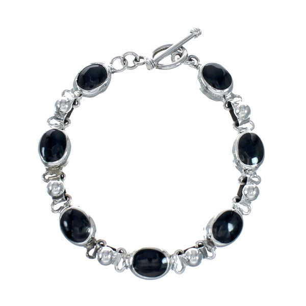 Onyx Navajo Sterling Silver Link Bracelet NX12468