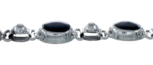 Onyx Navajo Sterling Silver Link Bracelet NX12468