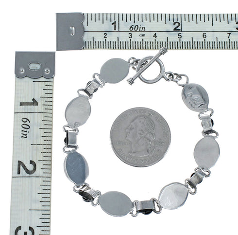 Onyx Navajo Sterling Silver Link Bracelet NX12468