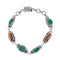 Turquoise Coral Navajo Sterling Silver Link Bracelet NX12507