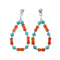 Navajo Turquoise And Coral Sterling Silver Post Dangle Earrings NX12491