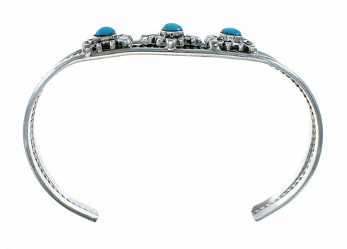 Native American Navajo Turquoise Sterling Silver Cuff Flower Bracelet NX12500