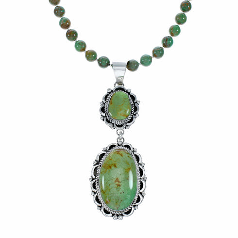 Native American Navajo Kingman Turquoise Sterling Silver Necklace NX12510