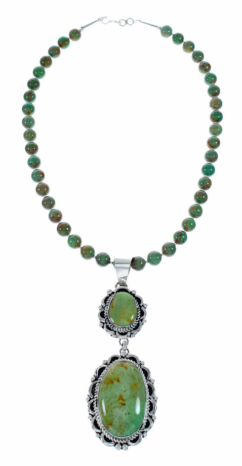 Native American Navajo Kingman Turquoise Sterling Silver Necklace NX12510