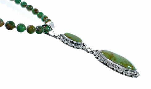 Native American Navajo Kingman Turquoise Sterling Silver Necklace NX12510