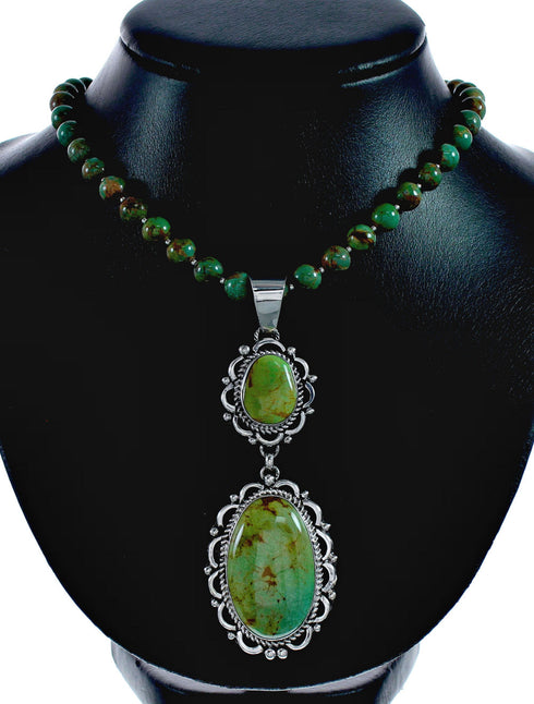 Native American Navajo Kingman Turquoise Sterling Silver Necklace NX12510