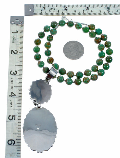 Native American Navajo Kingman Turquoise Sterling Silver Necklace NX12510