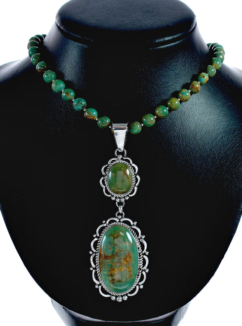 Navajo Kingman Turquoise Sterling Silver Necklace NX12511