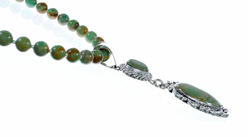 Navajo Kingman Turquoise Sterling Silver Necklace NX12512