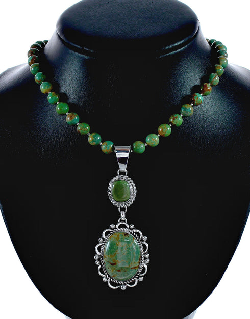 Navajo Kingman Turquoise Sterling Silver Necklace NX12512