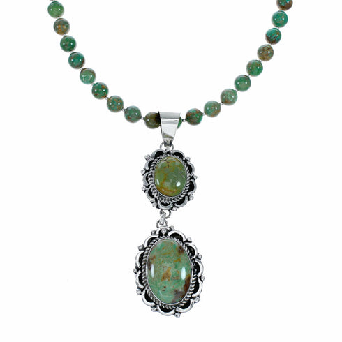 Genuine Navajo Kingman Turquoise Sterling Silver Necklace NX12513