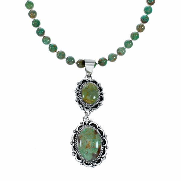 Genuine Navajo Kingman Turquoise Sterling Silver Necklace NX12513