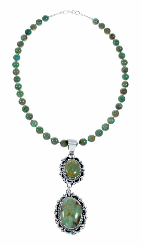 Genuine Navajo Kingman Turquoise Sterling Silver Necklace NX12513