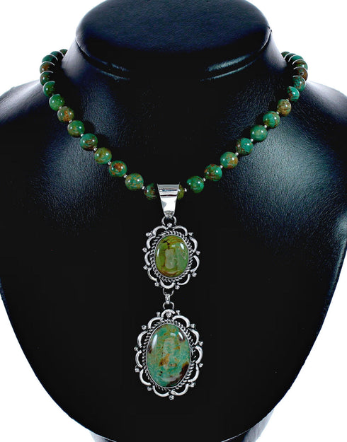 Genuine Navajo Kingman Turquoise Sterling Silver Necklace NX12513