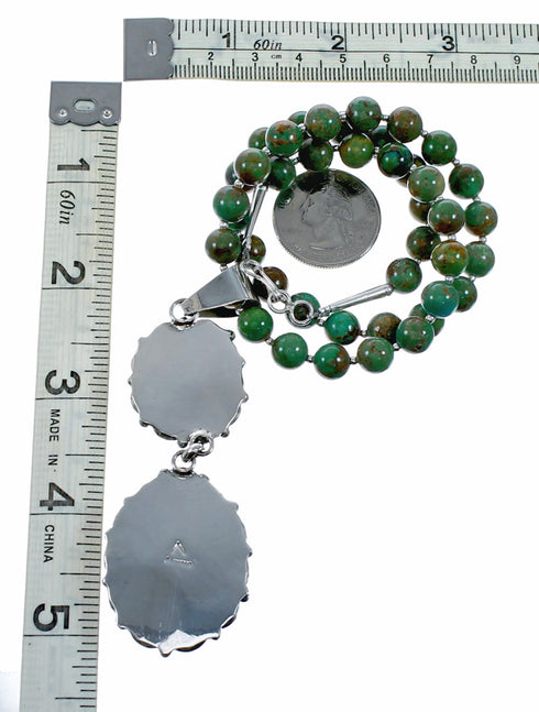 Genuine Navajo Kingman Turquoise Sterling Silver Necklace NX12513