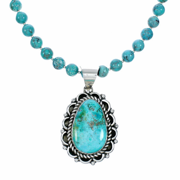 Genuine Navajo Turquoise Sterling Silver Necklace NX12514