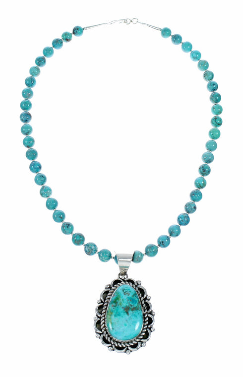 Genuine Navajo Turquoise Sterling Silver Necklace NX12514