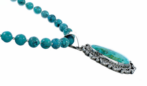 Genuine Navajo Turquoise Sterling Silver Necklace NX12514