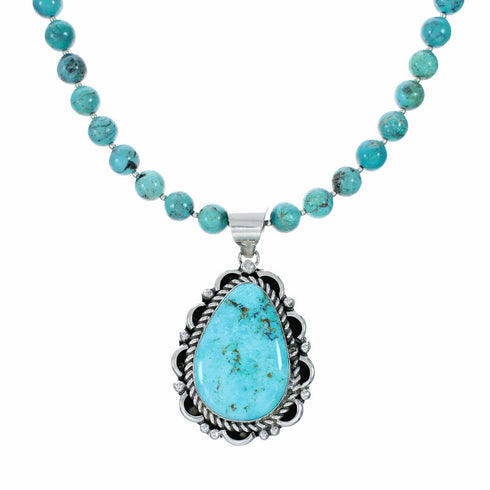 Native American Navajo Turquoise Sterling Silver Necklace NX12515