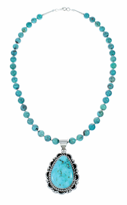 Native American Navajo Turquoise Sterling Silver Necklace NX12515