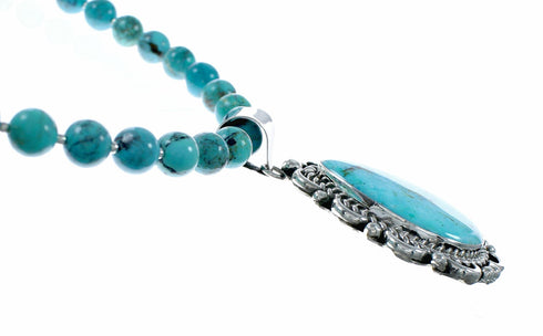 Native American Navajo Turquoise Sterling Silver Necklace NX12515