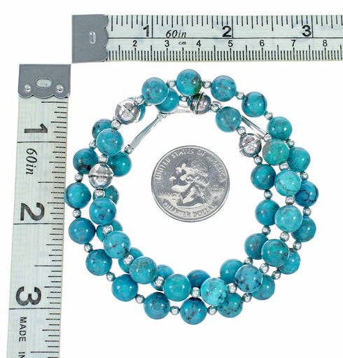 Navajo Turquoise Sterling Silver Bead Necklace NX12516