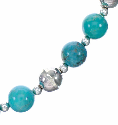 Genuine Navajo Turquoise Sterling Silver Bead Necklace NX12520