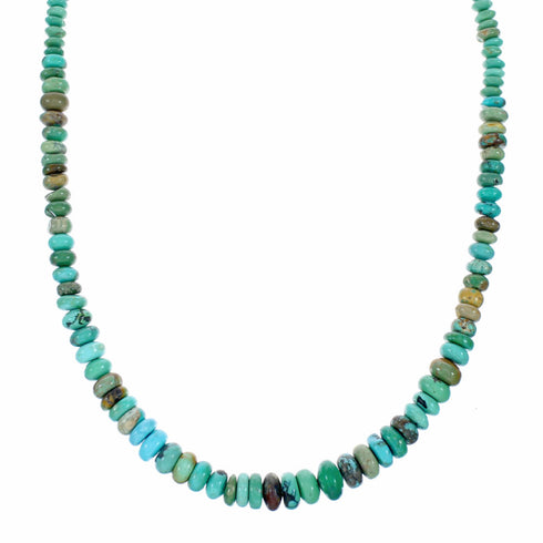 Navajo Turquoise Sterling Silver Bead Necklace NX12521