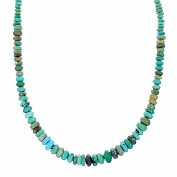 Navajo Turquoise Sterling Silver Bead Necklace NX12521