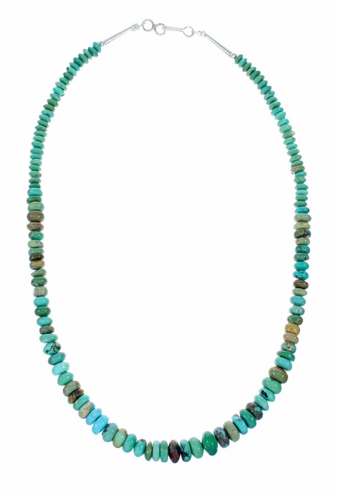 Navajo Turquoise Sterling Silver Bead Necklace NX12521