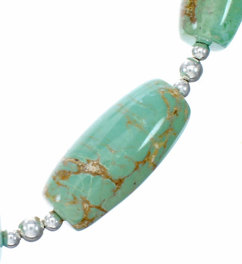 Genuine Native American Navajo Carico Lake Turquoise Sterling Silver Bead Necklace NX12519