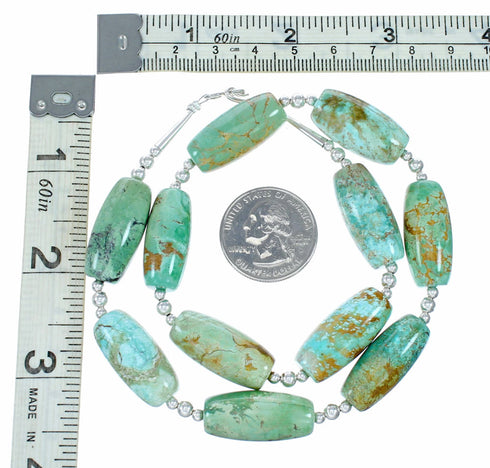 Genuine Native American Navajo Carico Lake Turquoise Sterling Silver Bead Necklace NX12519