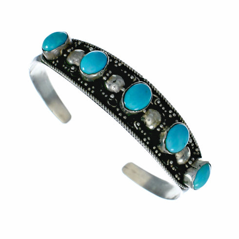 Native American Navajo Sterling Silver Turquoise Cuff Bracelet NX12522