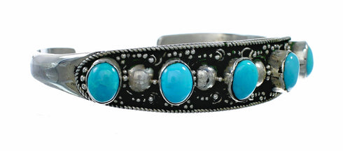 Native American Navajo Sterling Silver Turquoise Cuff Bracelet NX12522