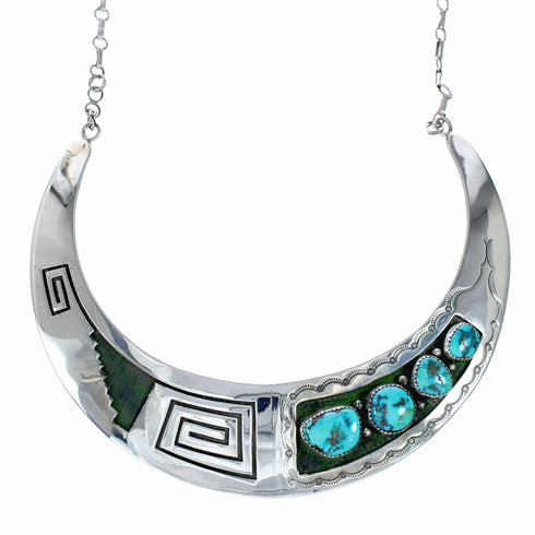 Navajo Turquoise Sterling Silver Collar Link Necklace NX12545