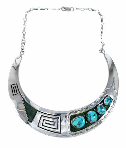 Navajo Turquoise Sterling Silver Collar Link Necklace NX12545