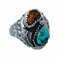 Sterling Silver Navajo Turquoise Coral Leaf Design Ring Size 9-1/2 NX12537
