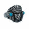 Navajo Turquoise Chief Head Silver Ring Size 10-1/4 NX12538