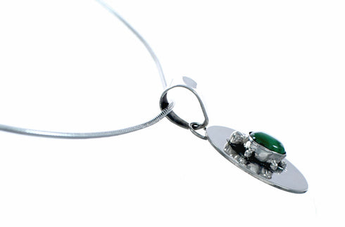 Navajo Malachite Turtle Pendant Sterling Silver Snake Chain Necklace Set NX12534